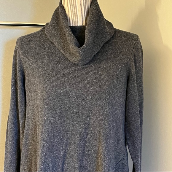 Stylus Sweater Womens Gray Long Sleeve Asymmetrical Turtleneck Cotton Blend M - Picture 4 of 13